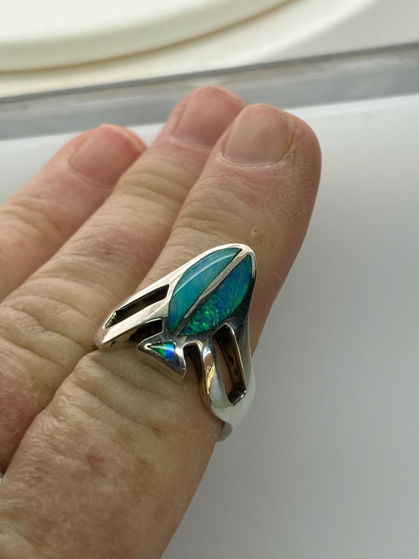 Opal inlay ring - Silver