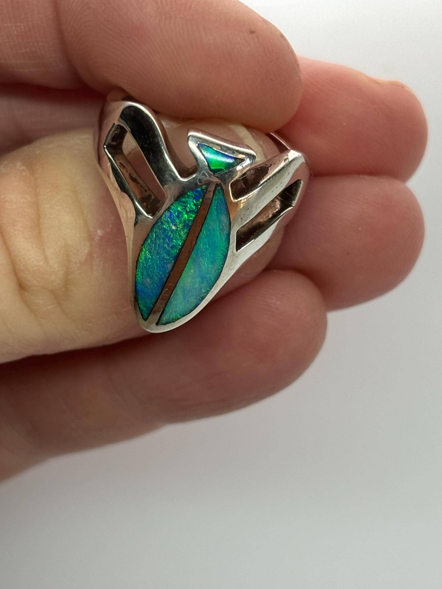 Opal inlay ring - Silver