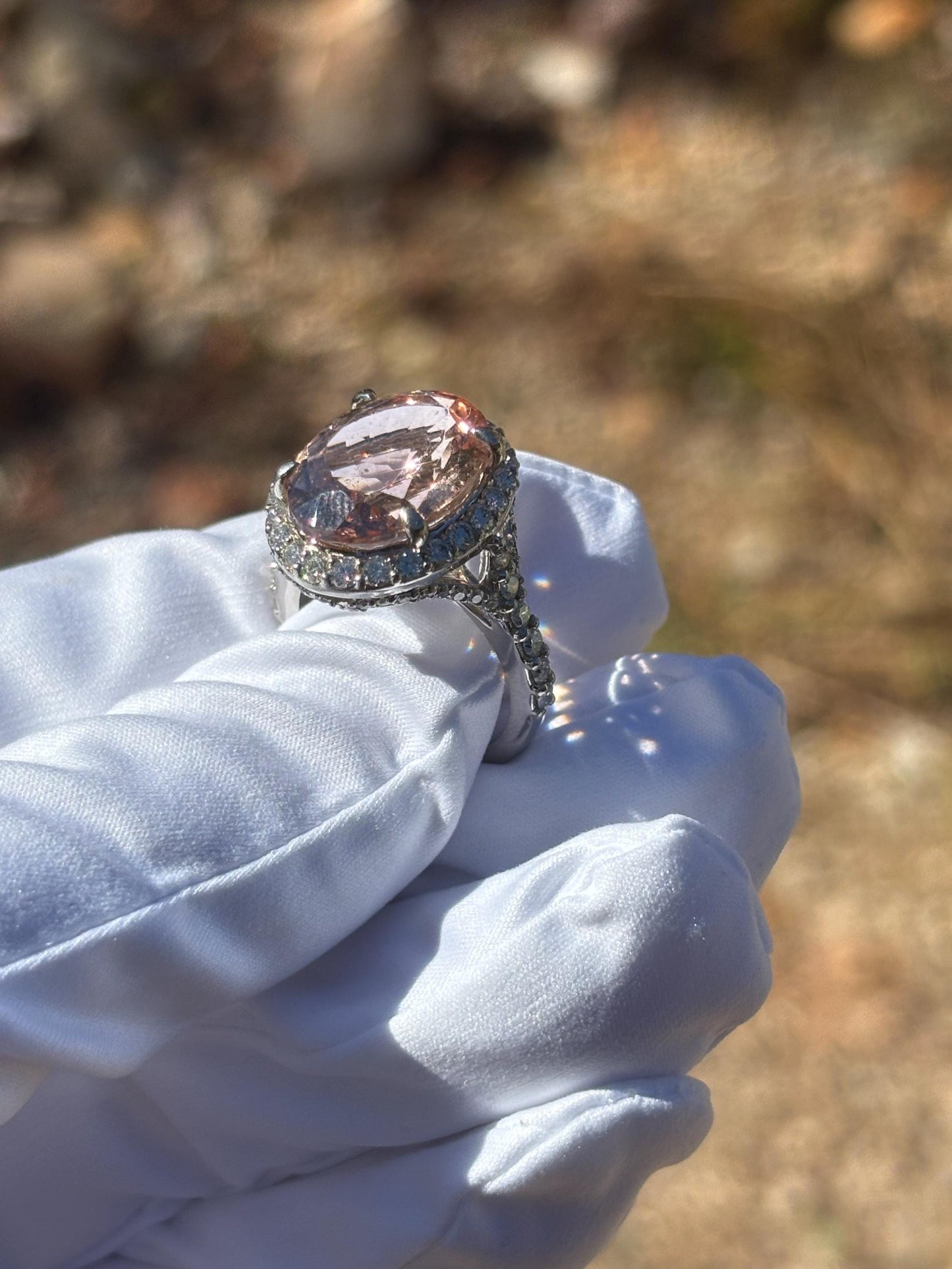 Simply stunning Tourmaline, white diamond and white gold ring.