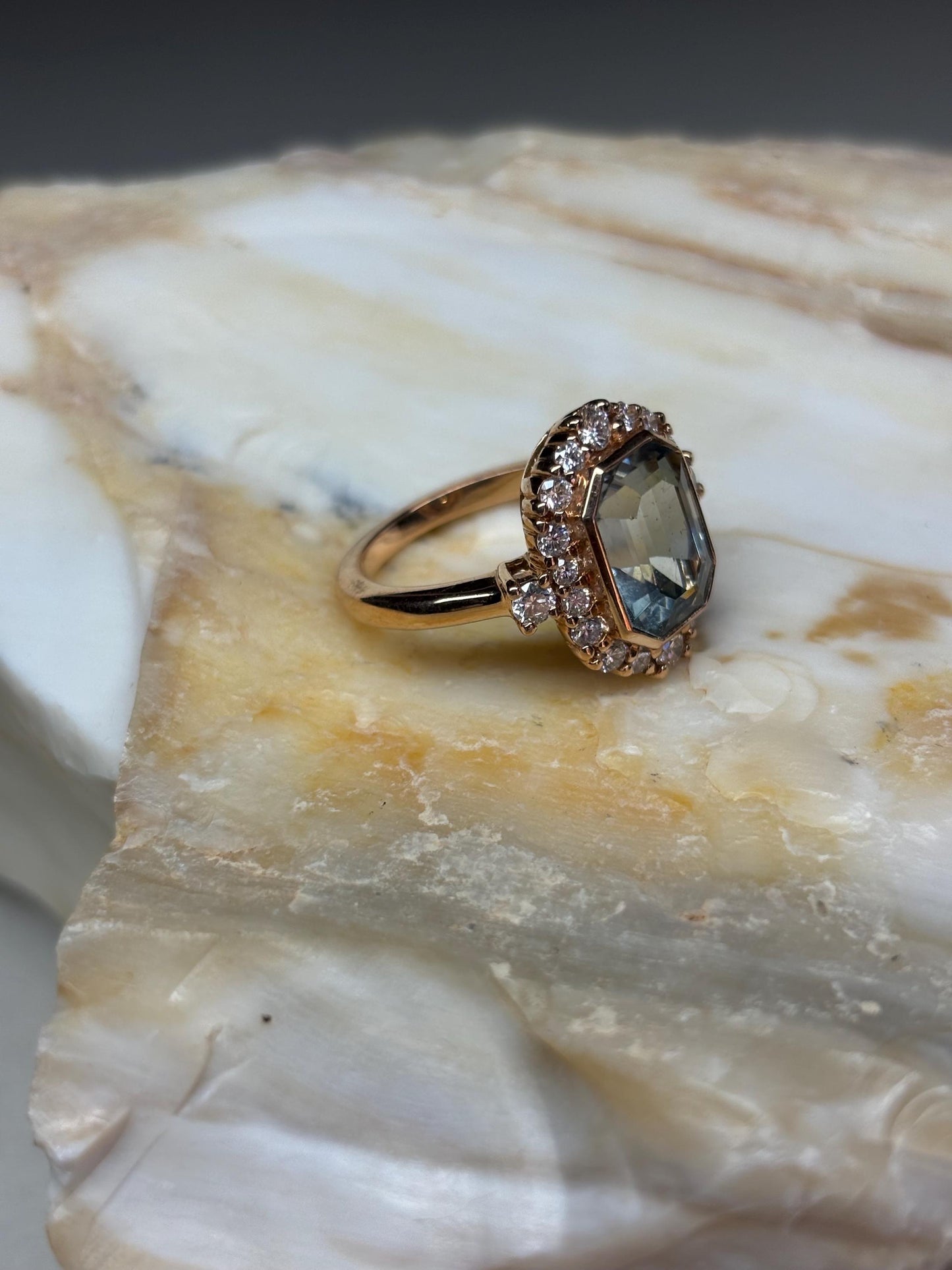 Simply stunning Tourmaline, white diamond and white gold ring.