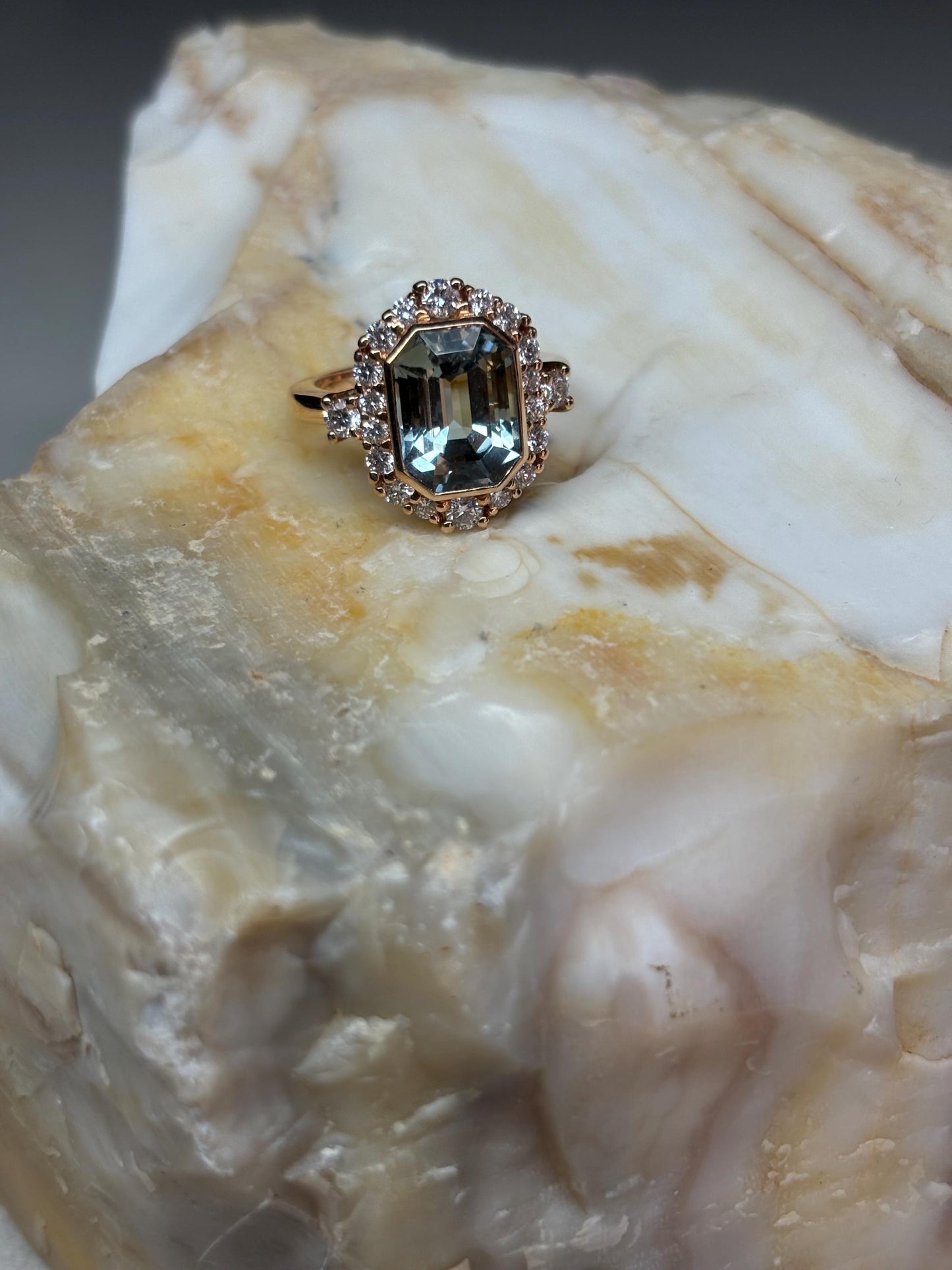 Simply stunning Tourmaline, white diamond and white gold ring.