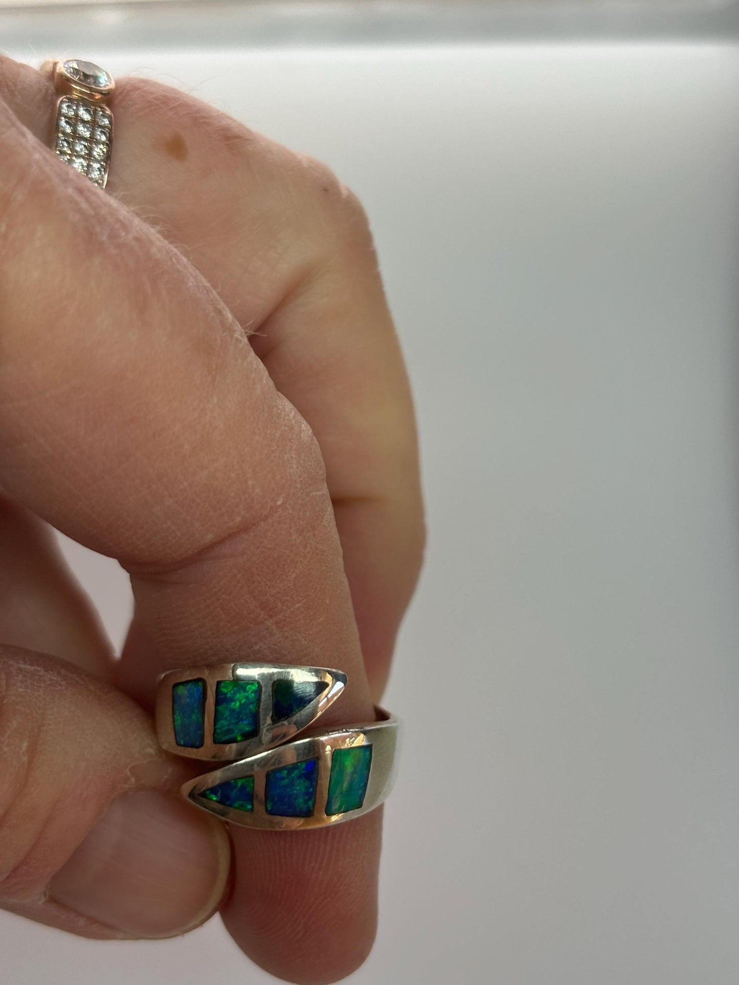 Silver Opal Ring - inlay