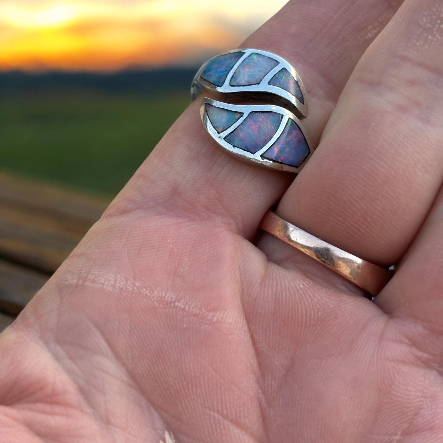 Opal inlay ring - Silver