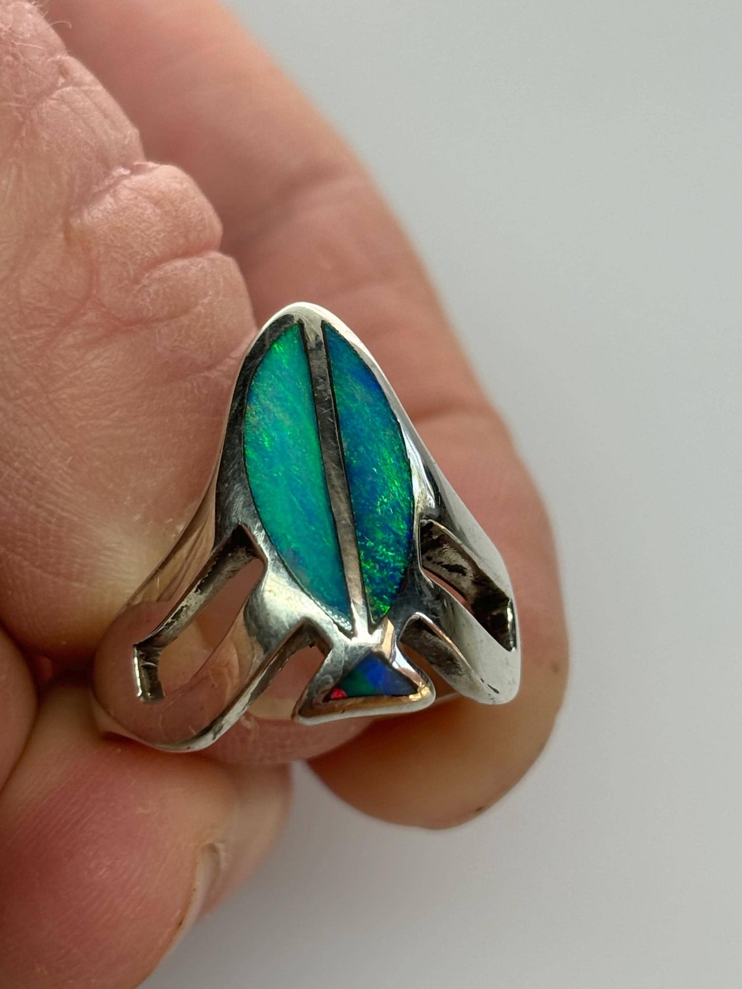 Opal inlay ring - Silver