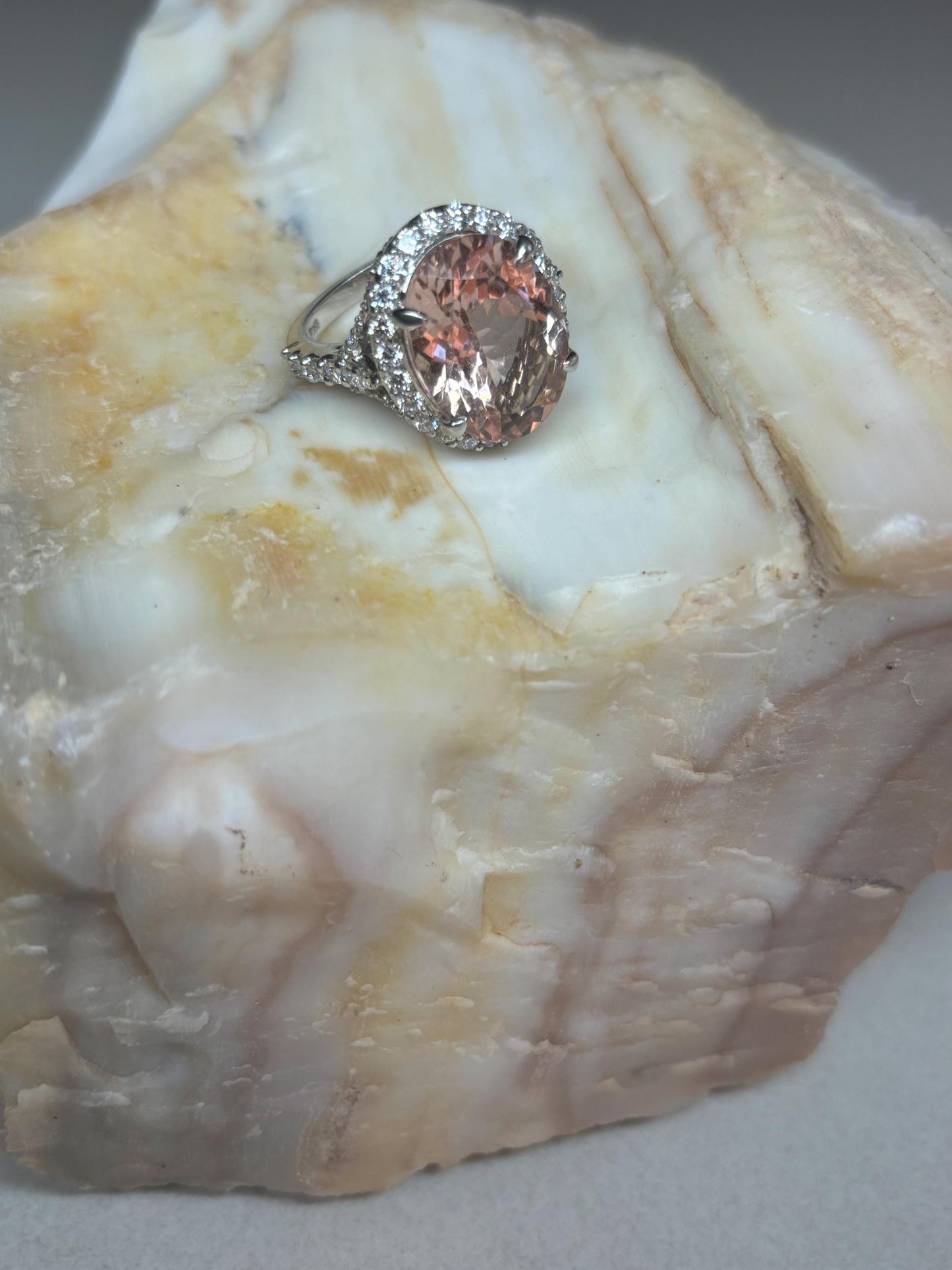 Simply stunning Tourmaline, white diamond and white gold ring.