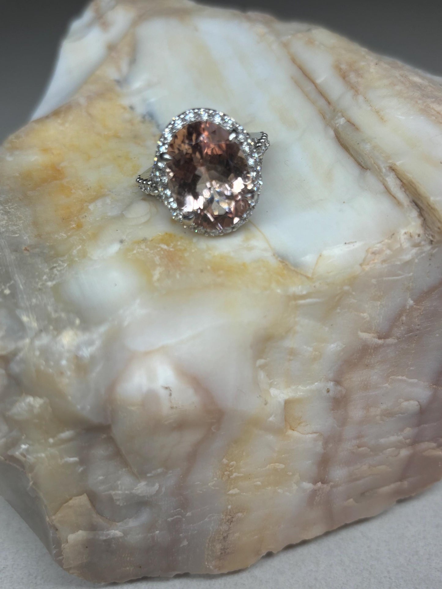 Simply stunning Tourmaline, white diamond and white gold ring.