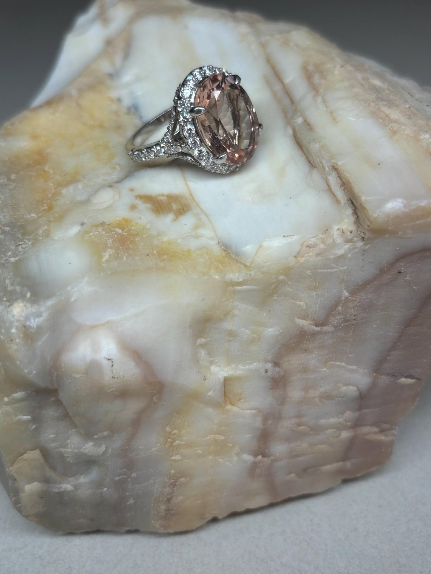 Simply stunning Tourmaline, white diamond and white gold ring.