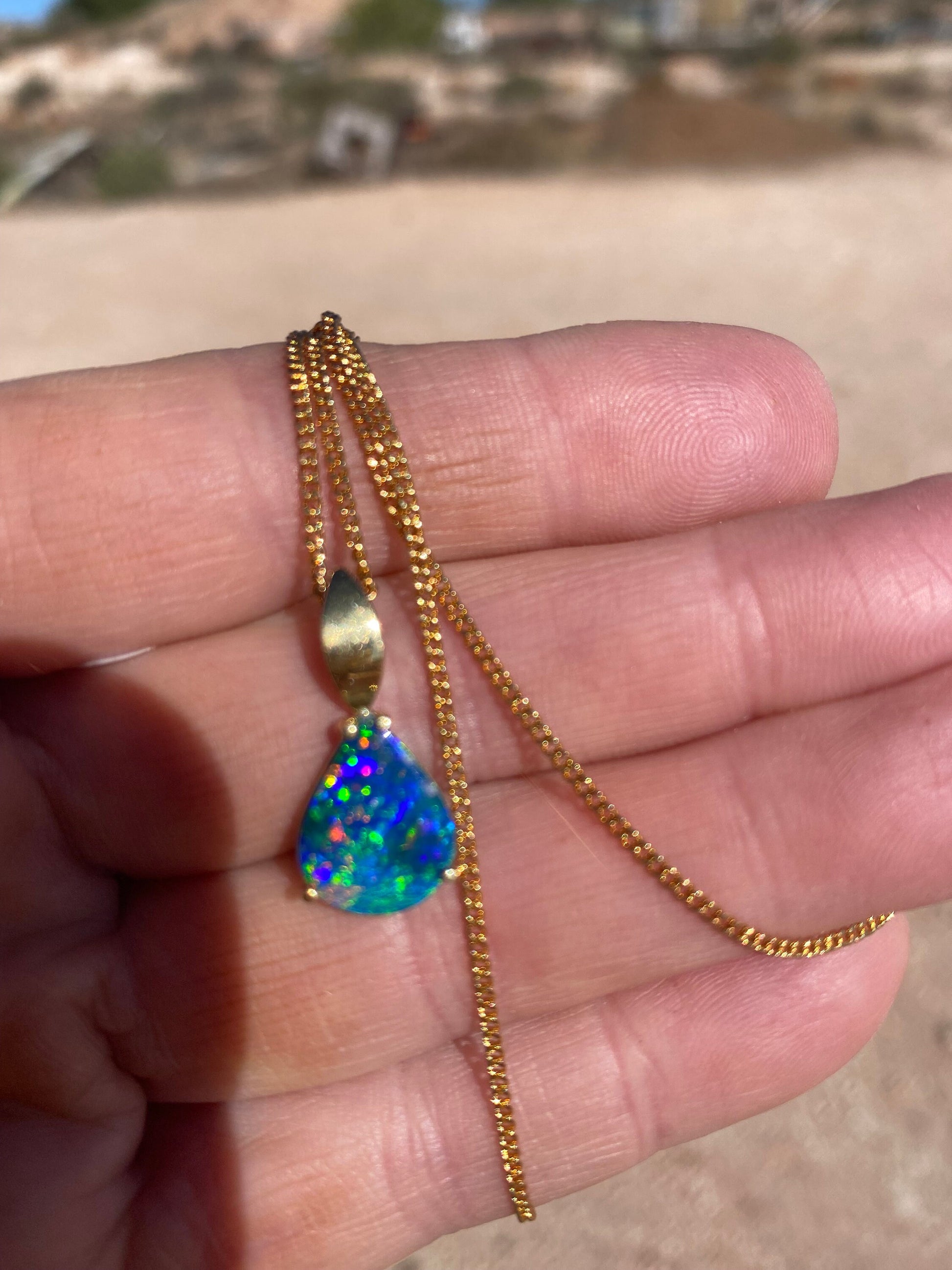 Original Opal pendant, unique modern design