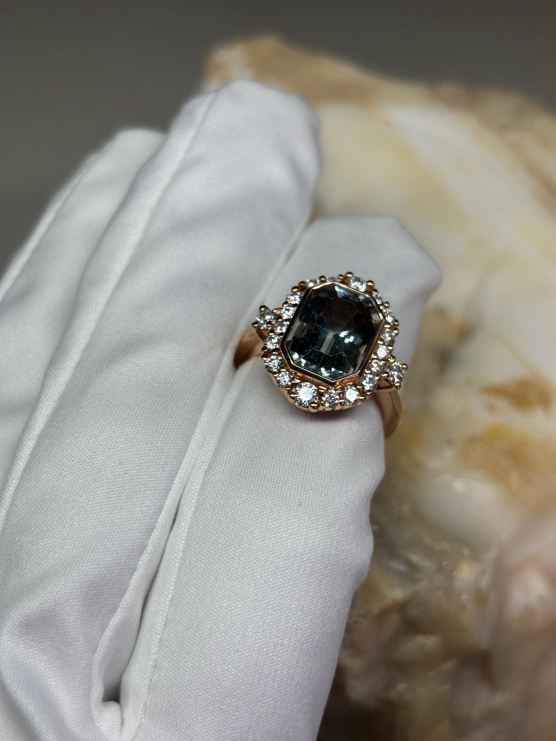 Simply stunning Tourmaline, white diamond and white gold ring.