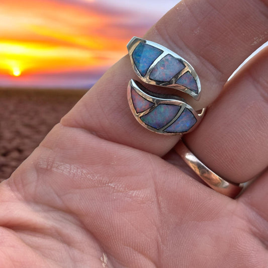 Opal inlay ring - Silver