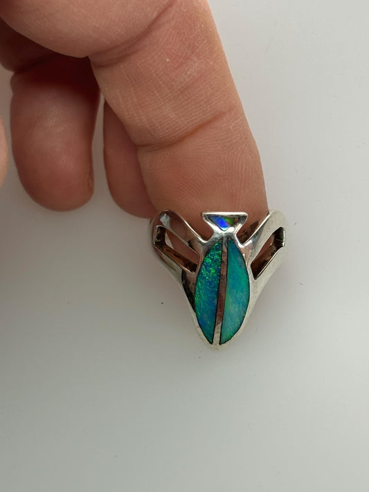 Opal inlay ring - Silver