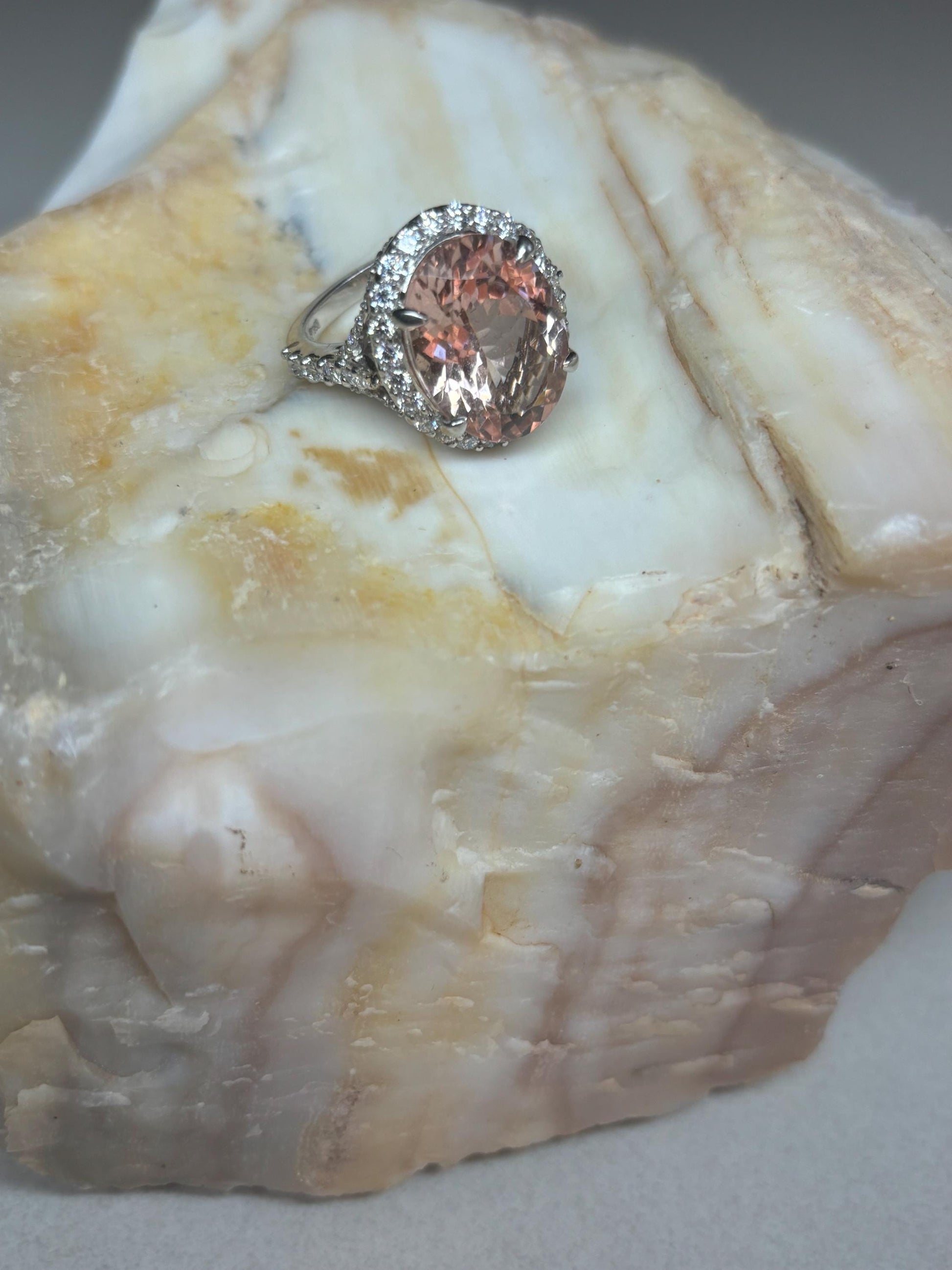 Simply stunning Tourmaline, white diamond and white gold ring.