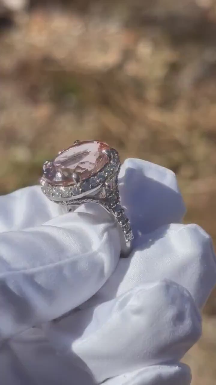 Simply stunning Tourmaline, white diamond and white gold ring.