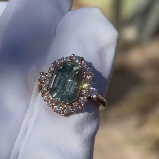 Simply stunning Tourmaline, white diamond and white gold ring.